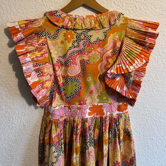 Celia B Floral Lirio Flutter Sleeve Floral Mini Dress Orange Pink Women’s M - Picture 8 of 11